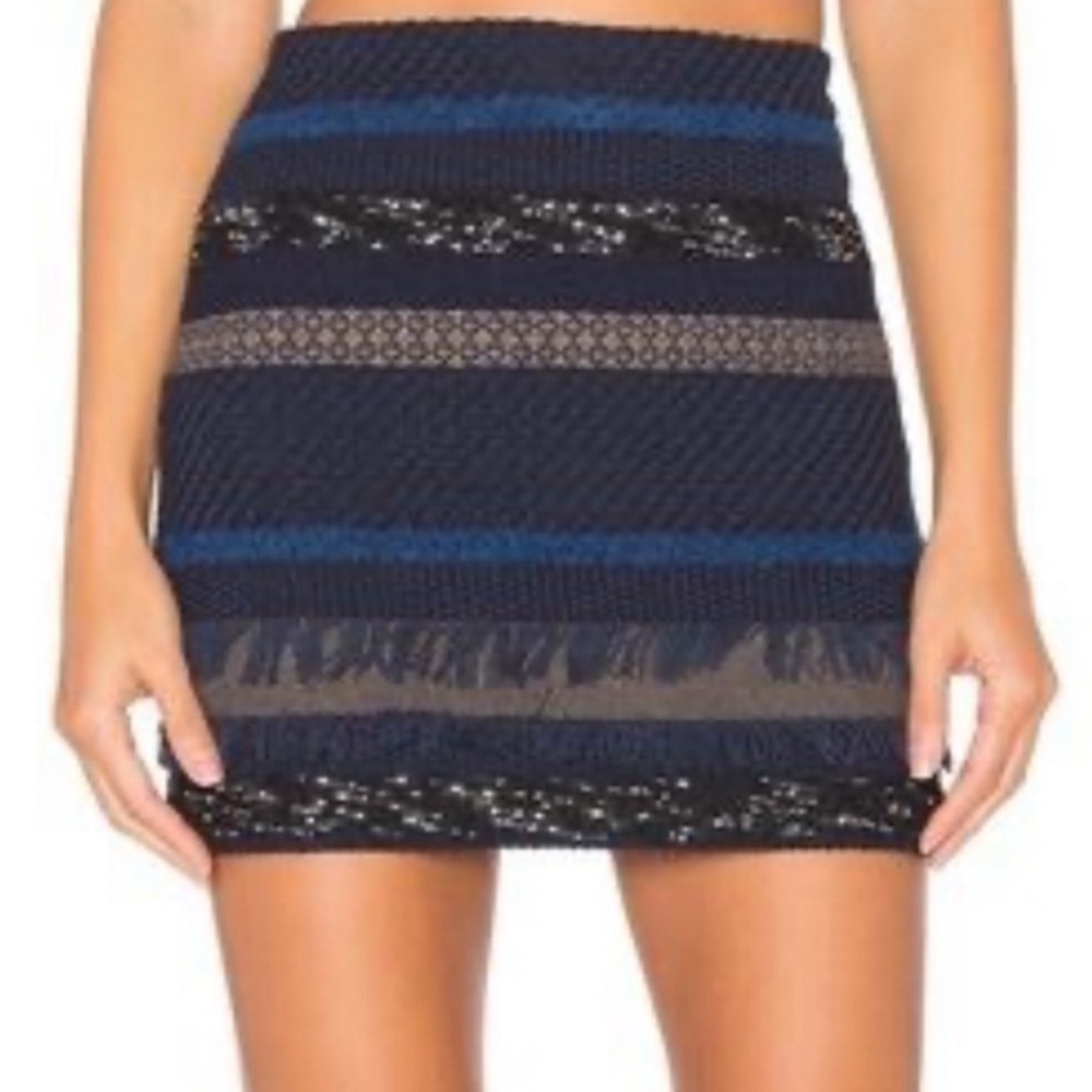 Alice + Olivia Elana Mini Skirt in blue multi